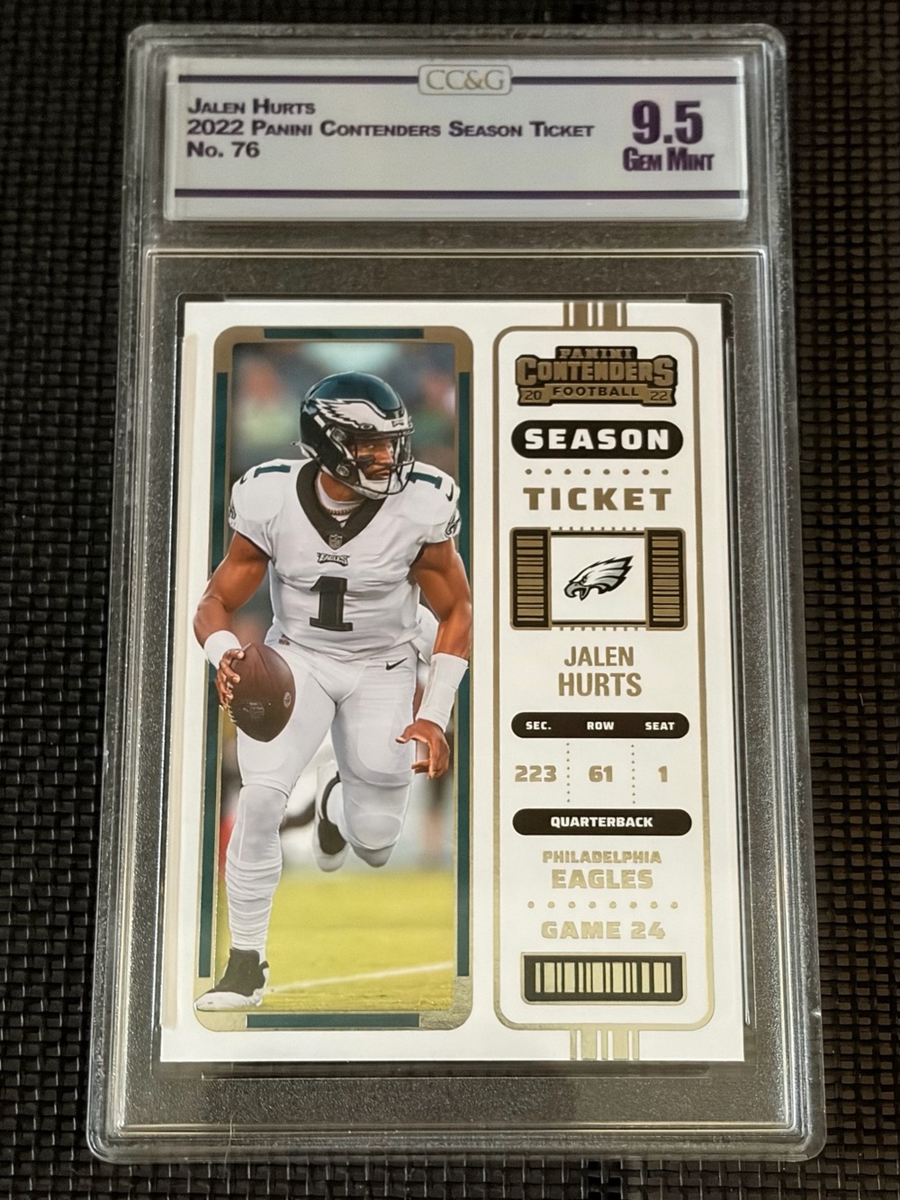 022 Panini Contenders Jalen Hurts #76 Season Ticket Eagles CC&G 9.5 Gem Mint